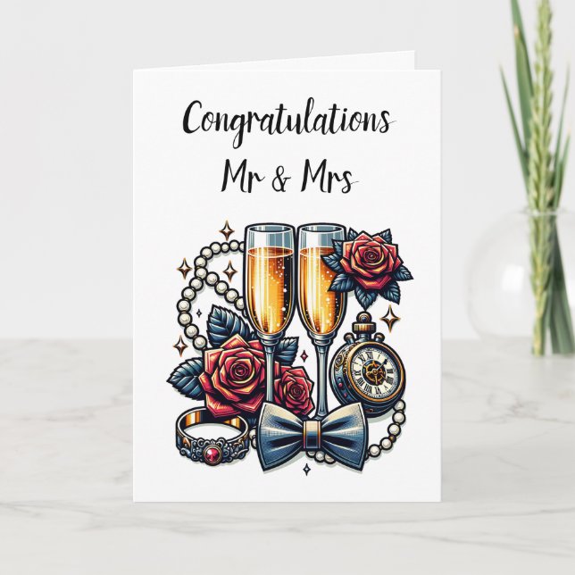 Carte Deux Lunettes de Champagne, Mariage (Devant)