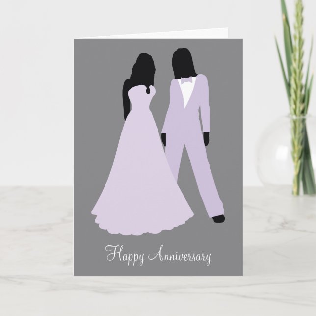 Carte Deux mariées Mariage costume et robe (Devant)