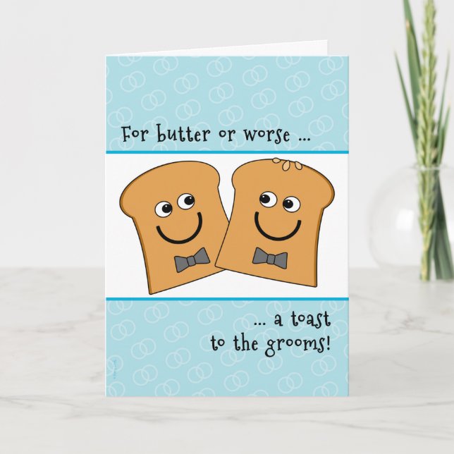 Carte Deux mariés Gay Mariage Félicitations Toast Drôle (Devant)