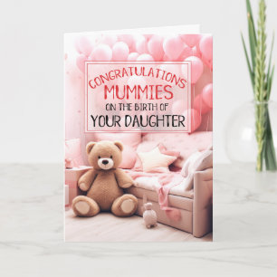 Carte DEUX MUMMIES Rose Nouveau bébé Félicitations