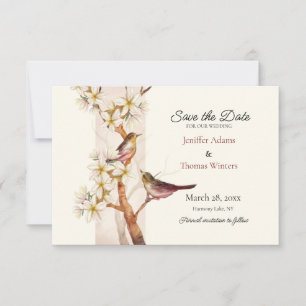 Carte Deux Oiseaux Sauvent la Date