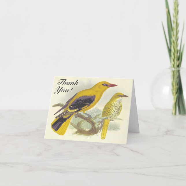 Carte Deux oiseaux sur un Merci ! (Devant)