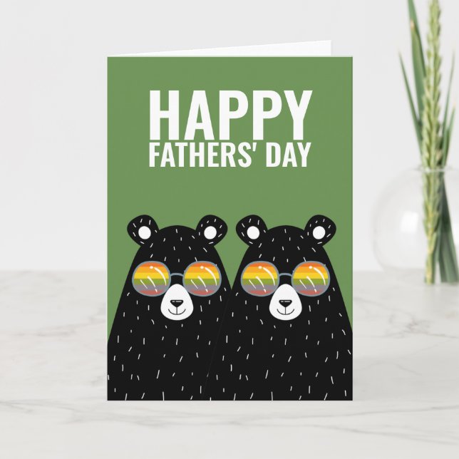 Carte Deux papas d'ours Bonne Fête des pères gay (Devant)