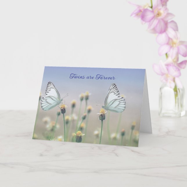Carte Deux papillons bleus Twin Loss Sympathie (Orchidée)