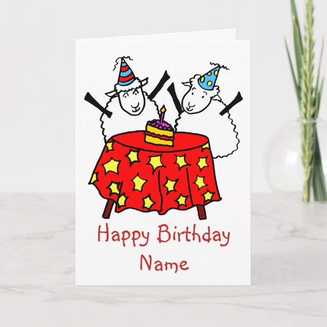 Carte Deux Petits moutons fête d'anniversaire (Devant)
