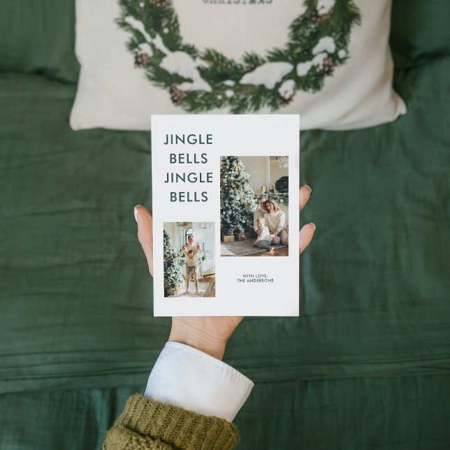 Carte Deux photos de Noël | Jingle Bells Jingle Bells (Créateur téléchargé)