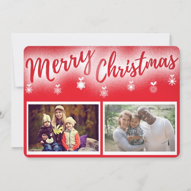 Carte Deux Photos Joyeux Noël Bonnes Fêtes Card (Devant)