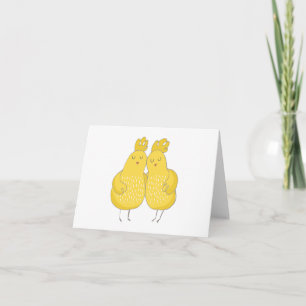 Carte Deux poulets caricaturaux qui s'accrochent