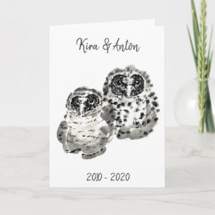 Carte Deux poussins de choux peint à l'encre de suie