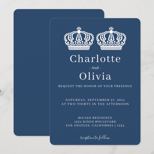 Carte Deux Reines Font Un Mariage Gay À Thème De Couronn (Devant / Derrière)