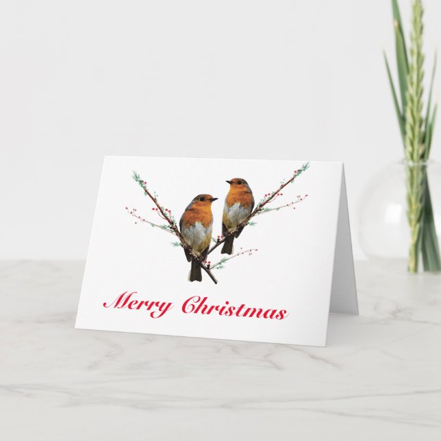 Carte Deux Robins de Noël (Devant)