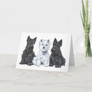Carte Deux Scotties et un Westie