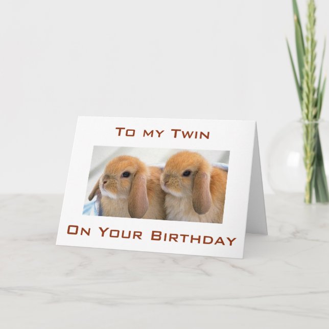 CARTE "DEUX SOUHAITS" AVEC "DEUX BUNNIES" POUR L'ANNIVER (Devant)