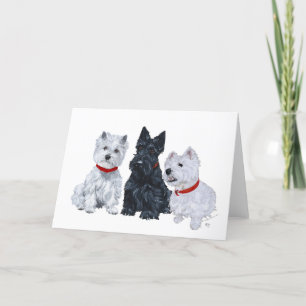 Carte Deux Westies et une Scottie