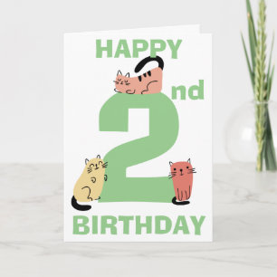 Carte Deuxième 2e anniversaire Doodchats message personn