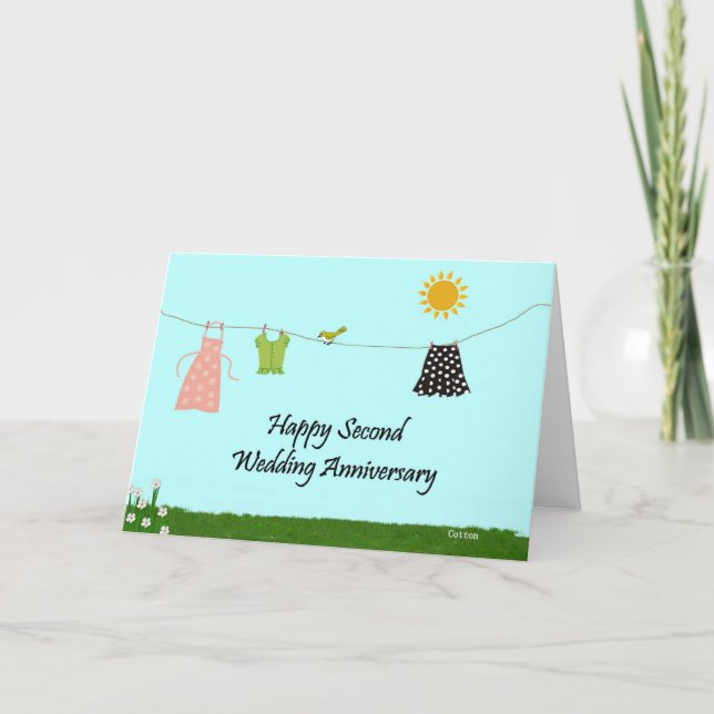 Carte Deuxième anniversaire de mariage, félicitations (Devant)