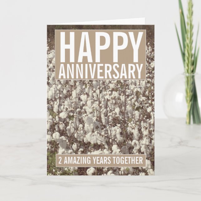 Carte Deuxième anniversaire du Mariage Salutation de cot (Devant)