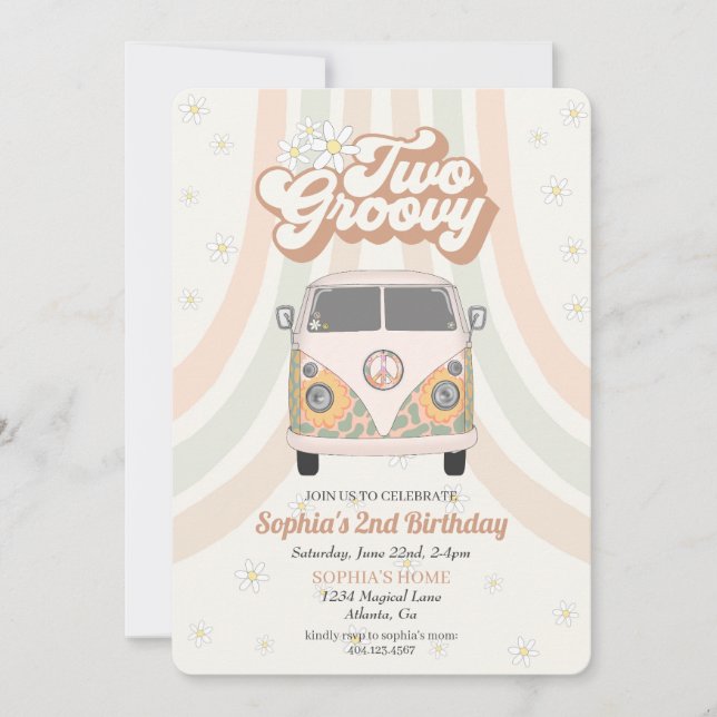 Carte Deuxième anniversaire super, les années 70 rétro i (Devant)