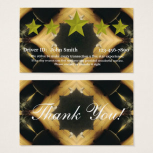 Carte d'évaluation 5 étoiles pour conducteur profe