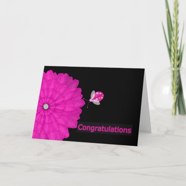 Carte d'évaluation de la coccinelle rose et noire (Devant)