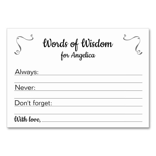 Carte d'évaluation Words of Wisdom Graduation (Devant)
