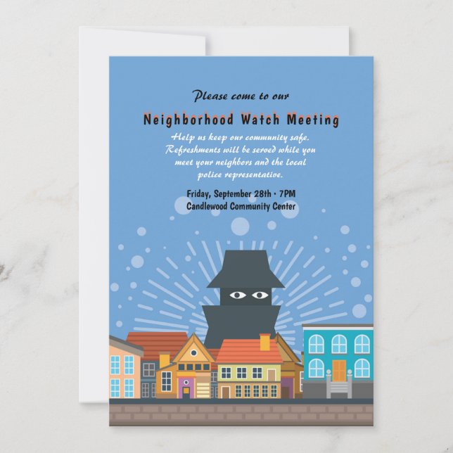 Carte d'événement Neighborhood Watch Meeting (Devant)