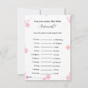 Carte devinez le nom du jeu de baby shower animal bébé