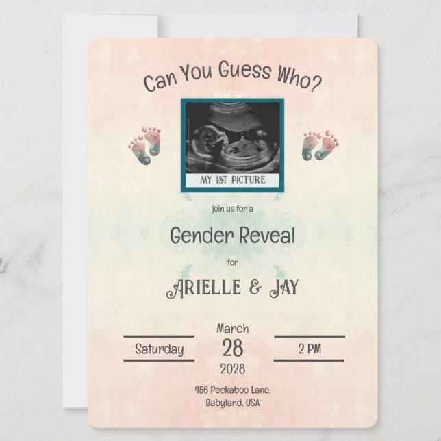 Carte "Devinez qui" Genre Révéler Baby shower Ultrasound (Devant)