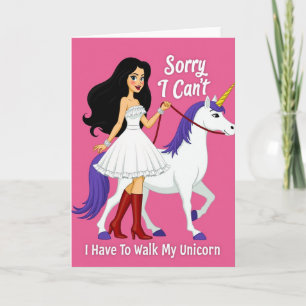 Carte d'excuse de promenade de licorne