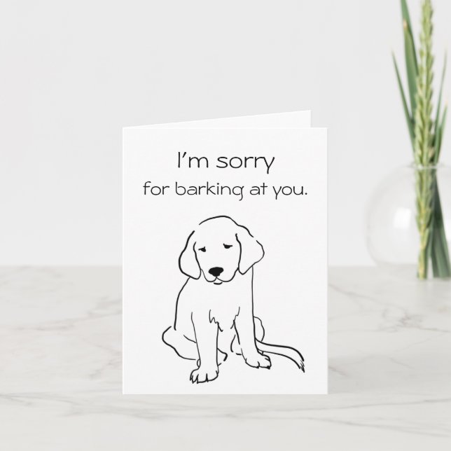 Carte d'excuses pour chien, chien désolé de t'aboy (Devant)