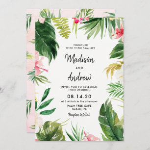 Carte d'Faire-part de mariage Feuilles Tropical d'