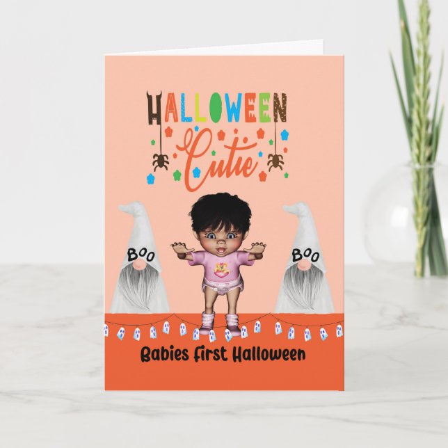 Carte d'Halloween avec bébés Premier Halloween (Devant)