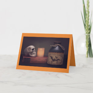 Carte d'Halloween avec dicton à l'intérieur