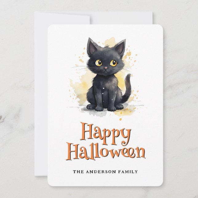 Carte d'Halloween Chat Noir Cute (Devant)