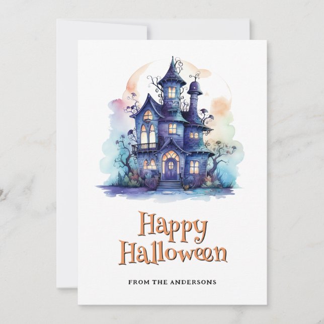 Carte d'Halloween Citrouille de la maison hantée v (Devant)