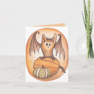 Carte d'Halloween Citrouille et chauve-souris