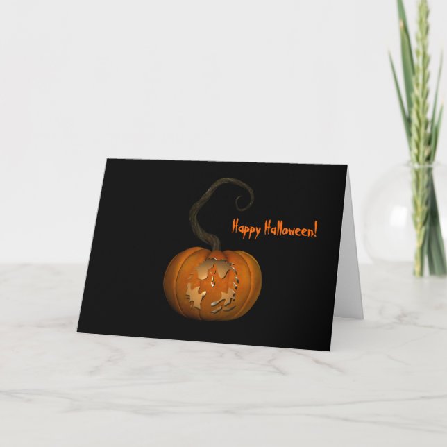 Carte d'Halloween Citrouille sculpté de fantôme ef (Devant)