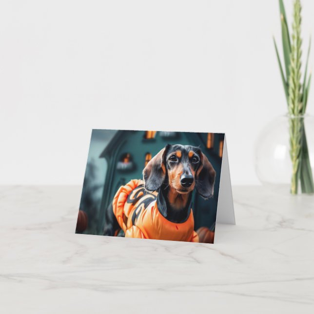 Carte d'Halloween Dachshund (Devant)