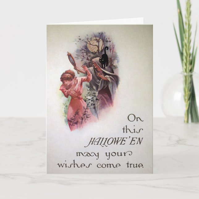 Carte d'Halloween d'attaque miroir vintage (Devant)