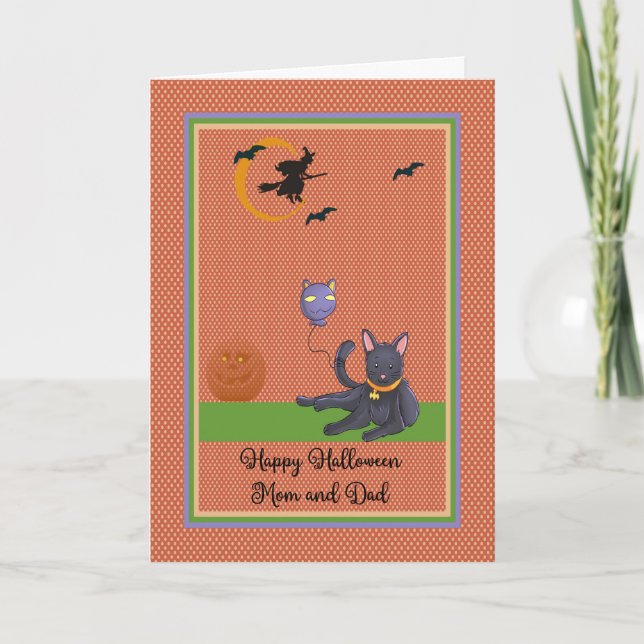 Carte d'Halloween de chat animal de compagnie (Devant)