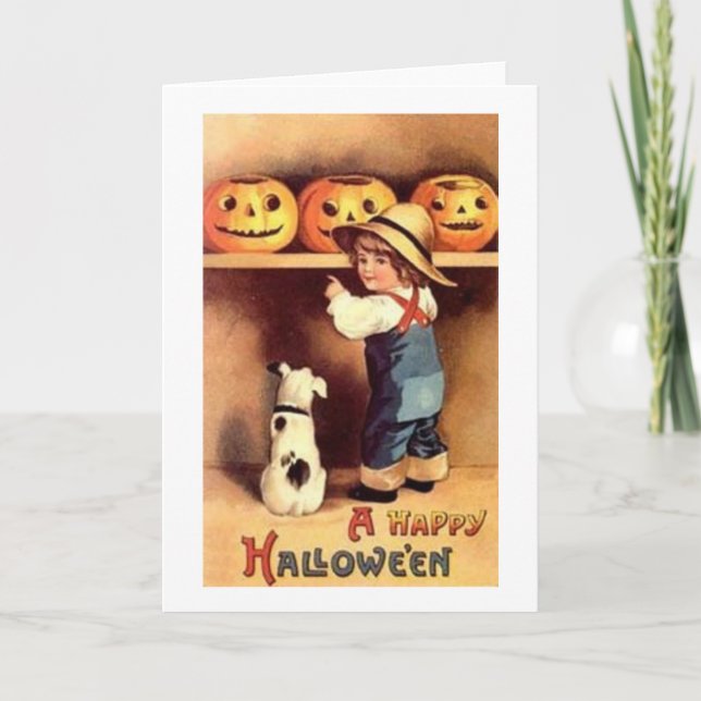 Carte d'Halloween de Chien et de Garçon de l'agric (Devant)