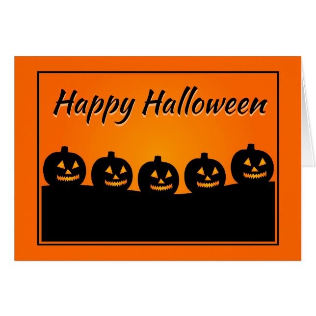 Carte d'Halloween de patchs citrouille (Devant horizontal)