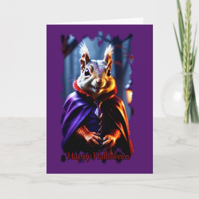 Carte d'Halloween d'écureuil de vampire capturé (Devant)