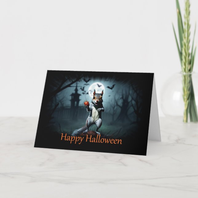 Carte d'Halloween d'écureuil souriant (Devant)