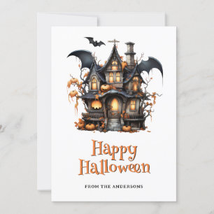 Carte d'Halloween éffrayant Citrouilles chauves-so