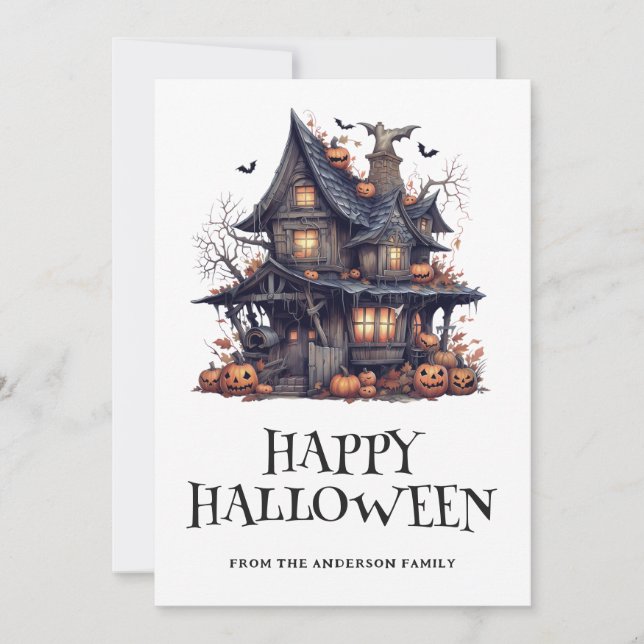 Carte d'Halloween Éffrayante aquarelle (Devant)