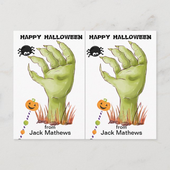 Carte d'Halloween éffrayante Zombie à l'école de l (Devant)