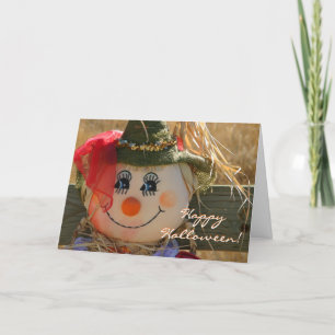 Carte d'Halloween—Fille de l'Épouvantail—Bonne Hal