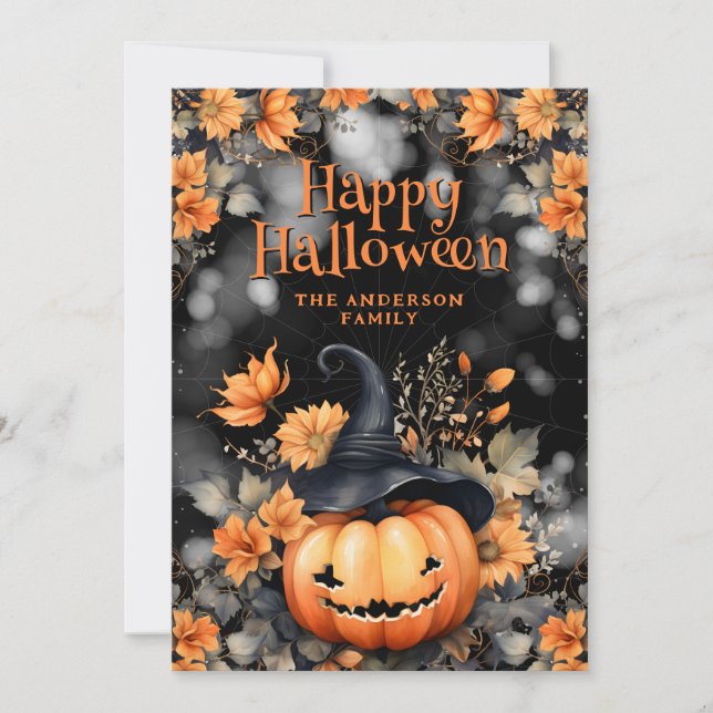 Carte d'Halloween Floral citrouille (Devant)