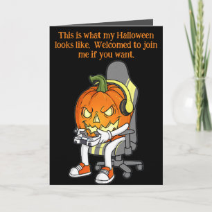 Carte d'Halloween Gamer Jack O'Lantern